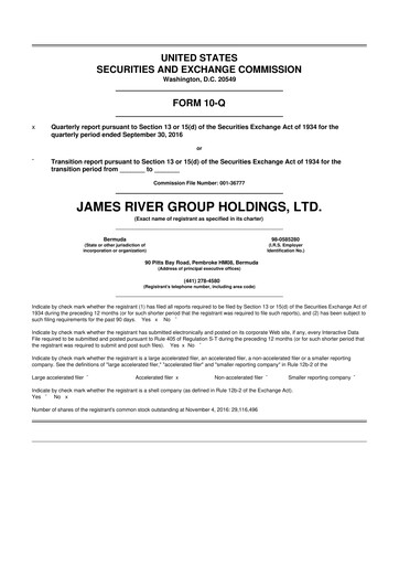 Thumbnail James River Group 10-Q Quarterly Report FY2016 