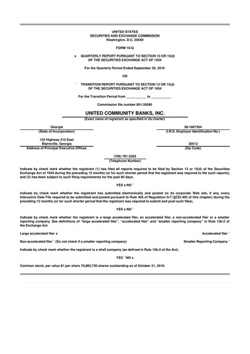 Thumbnail United Community Bank 10-Q Quarterly Report FY2016 