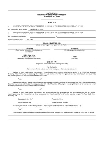 Thumbnail Miller Industries 10-Q Quarterly Report FY2016 