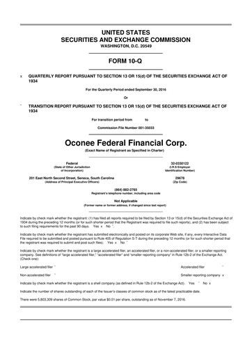 Thumbnail Oconee Federal Financial 10-Q Quarterly Report FY2017 
