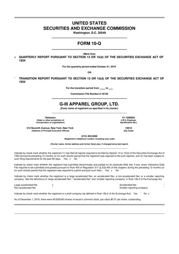 Vorschaubild G-III Apparel Group 10-Q Quartalsbericht 2017 