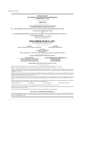 Vorschaubild Outlook Therapeutics
 10-K Jahresbericht 2016