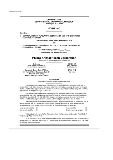 Thumbnail Phibro Animal Health
 10-Q Quarterly Report FY2017 