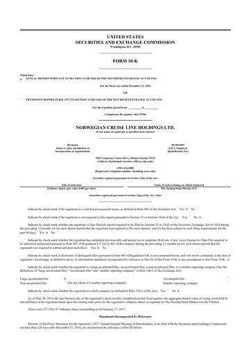 Thumbnail Norwegian Cruise Line
 10-K Annual Report 2016