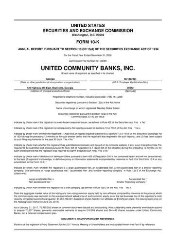 Thumbnail United Community Bank 10-K Annual Report 