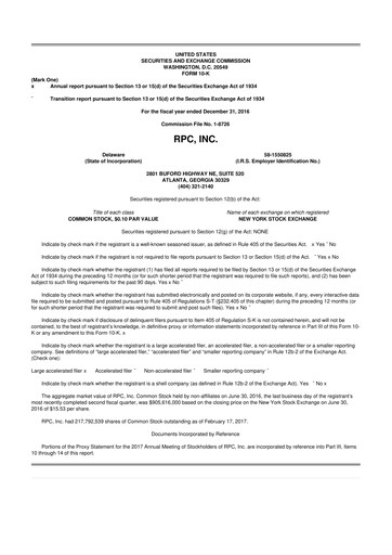 Thumbnail RPC, Inc. 10-K Annual Report 2016