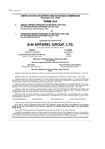 Vorschaubild G-III Apparel Group 10-K Jahresbericht 2017