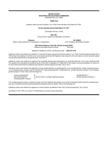 Miniature RPC, Inc. 10-Q Rapport trimestriel 2017 