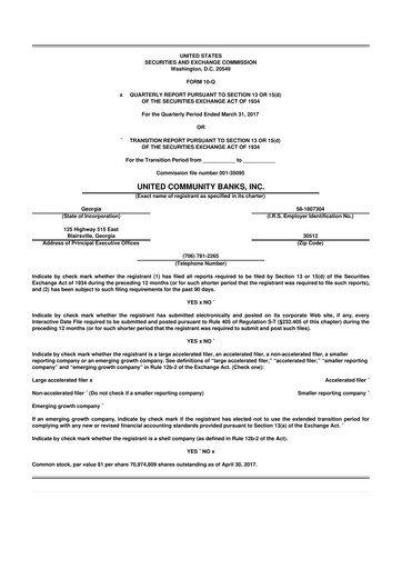Thumbnail United Community Bank 10-Q Quarterly Report FY 