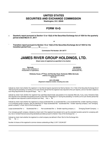 Thumbnail James River Group 10-Q Quarterly Report FY2017 