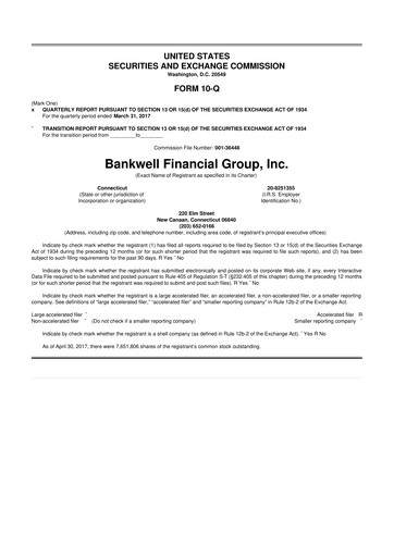 Vorschaubild Bankwell Financial Group 10-Q Quartalsbericht 2017 