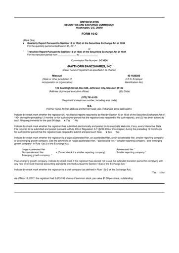 Thumbnail Hawthorn Bancshares 10-Q Quarterly Report FY2017 