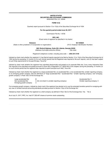 Miniature RPC, Inc. 10-Q Rapport trimestriel 2017 