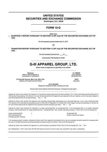 Vorschaubild G-III Apparel Group 10-Q Quartalsbericht 2018 
