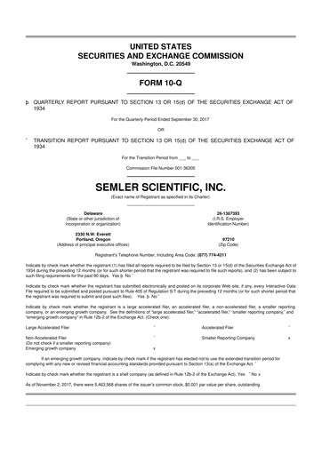 Thumbnail Semler Scientific
 10-Q Quarterly Report FY2017 