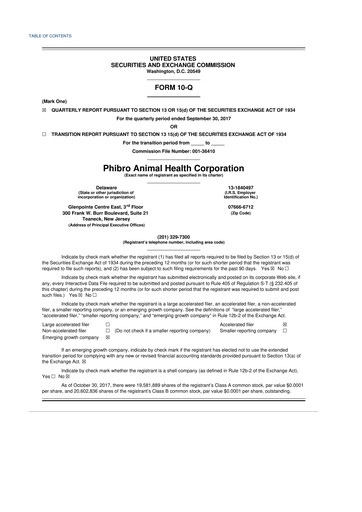 Thumbnail Phibro Animal Health
 10-Q Quarterly Report FY2018 