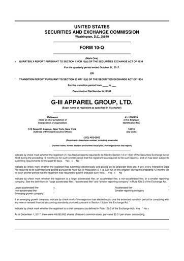 Vorschaubild G-III Apparel Group 10-Q Quartalsbericht 2018 