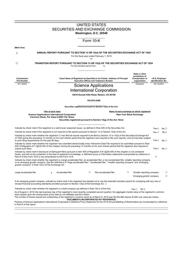 Thumbnail SAIC (Science Applications International Corp) 10-K Annual Report 2019