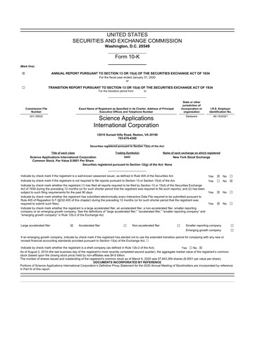 Thumbnail SAIC (Science Applications International Corp) 10-K Annual Report 2020