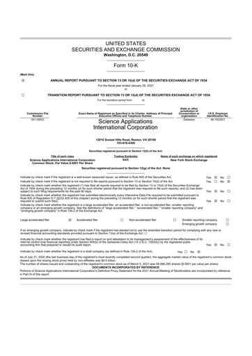 Thumbnail SAIC (Science Applications International Corp) 10-K Annual Report 2021