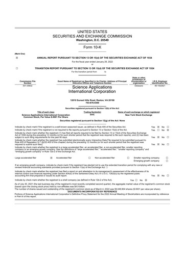 Thumbnail SAIC (Science Applications International Corp) 10-K Annual Report 2022