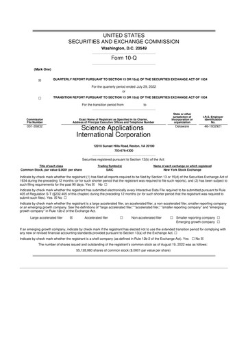 Thumbnail SAIC (Science Applications International Corp) 10-Q Quarterly Report FY2023 