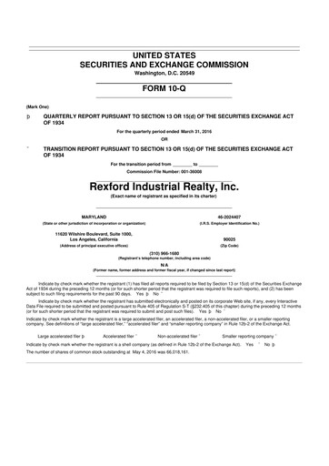 Thumbnail Rexford Industrial 10-Q Quarterly Report FY2016 