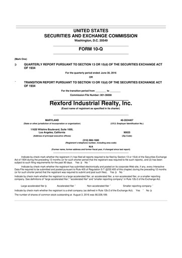 Thumbnail Rexford Industrial 10-Q Quarterly Report FY2016 