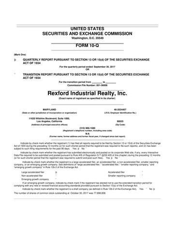 Thumbnail Rexford Industrial 10-Q Quarterly Report FY2017 