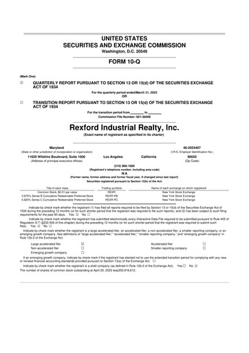 Thumbnail Rexford Industrial 10-Q Quarterly Report FY2023 