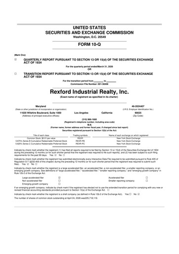 Vorschaubild Rexford Industrial 10-Q Quartalsbericht  