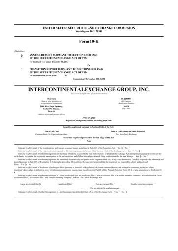 Thumbnail Intercontinental Exchange 10-K Annual Report 2012