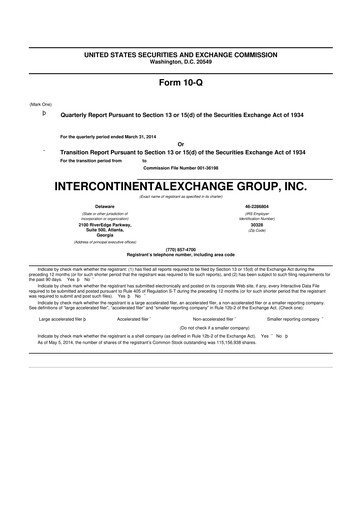 Thumbnail Intercontinental Exchange 10-Q Quarterly Report FY2014 