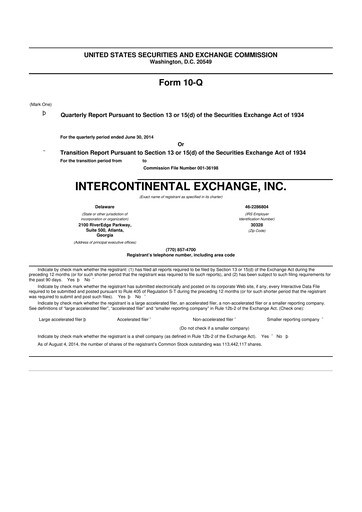 Thumbnail Intercontinental Exchange 10-Q Quarterly Report FY2014 