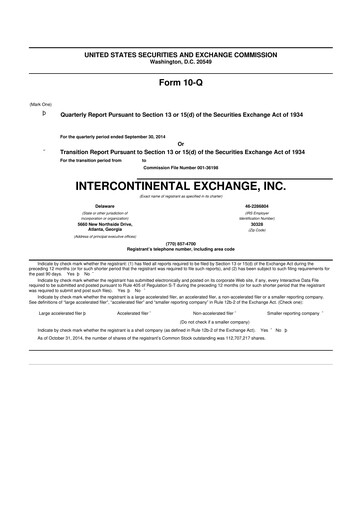 Thumbnail Intercontinental Exchange 10-Q Quarterly Report FY2014 