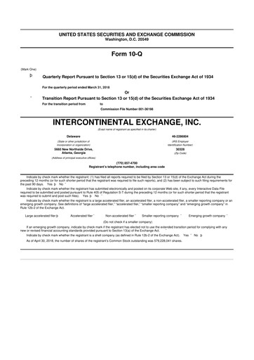 Thumbnail Intercontinental Exchange 10-Q Quarterly Report FY2018 