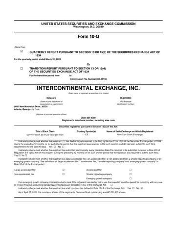 Thumbnail Intercontinental Exchange 10-Q Quarterly Report FY2020 