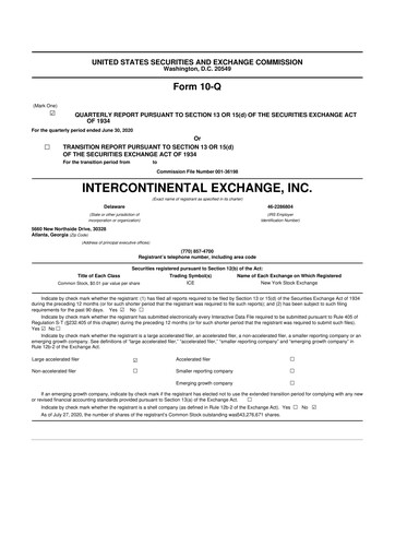 Thumbnail Intercontinental Exchange 10-Q Quarterly Report FY2020 
