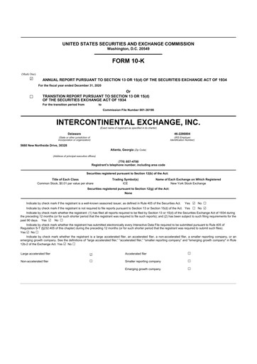 Thumbnail Intercontinental Exchange 10-K Annual Report 2020