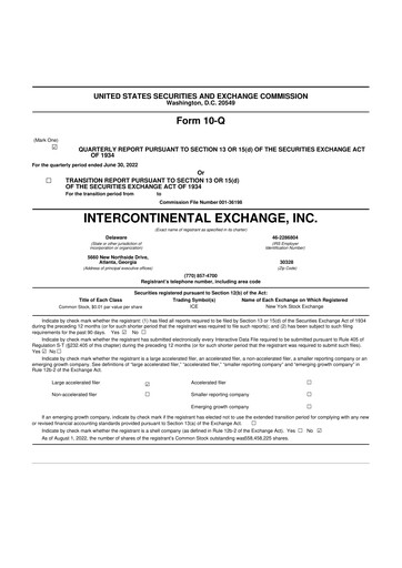 Thumbnail Intercontinental Exchange 10-Q Quarterly Report FY2022 