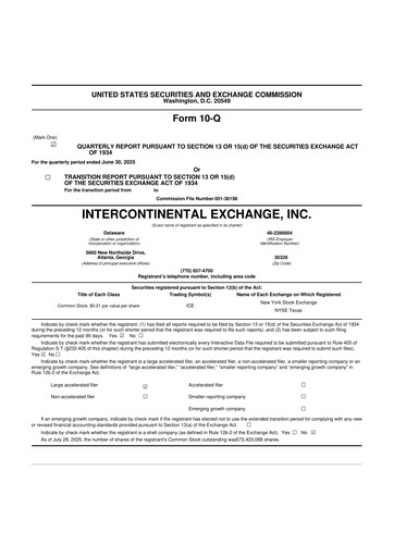 Thumbnail Intercontinental Exchange 10-Q Quarterly Report FY2025 