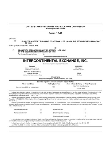 Thumbnail Intercontinental Exchange 10-Q Quarterly Report FY2026 
