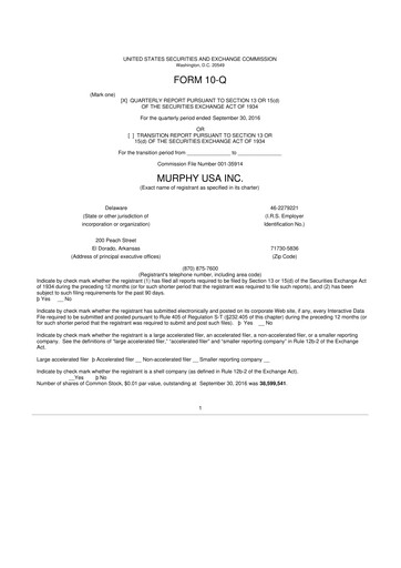 Vorschaubild Murphy USA
 10-Q Quartalsbericht 2016 