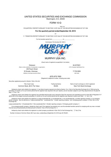 Vorschaubild Murphy USA
 10-Q Quartalsbericht 2019 