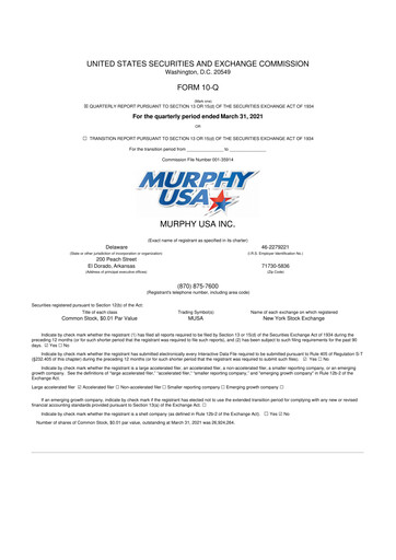 Vorschaubild Murphy USA
 10-Q Quartalsbericht 2021 