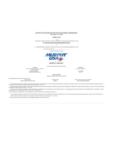 Vorschaubild Murphy USA
 10-Q Quartalsbericht 2021 