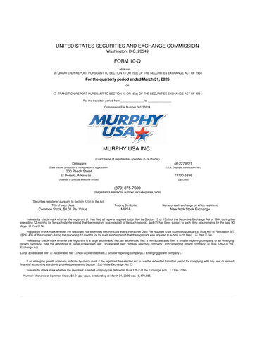 Miniature Murphy USA
 10-Q Rapport trimestriel  