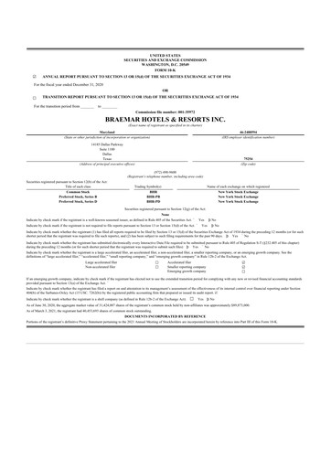 Thumbnail Braemar Hotels & Resorts

 10-K Annual Report 2020