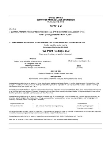 Vorschaubild Five Point Holdings 10-Q Quartalsbericht 2018 