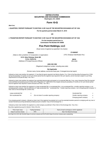 Vorschaubild Five Point Holdings 10-Q Quartalsbericht 2019 